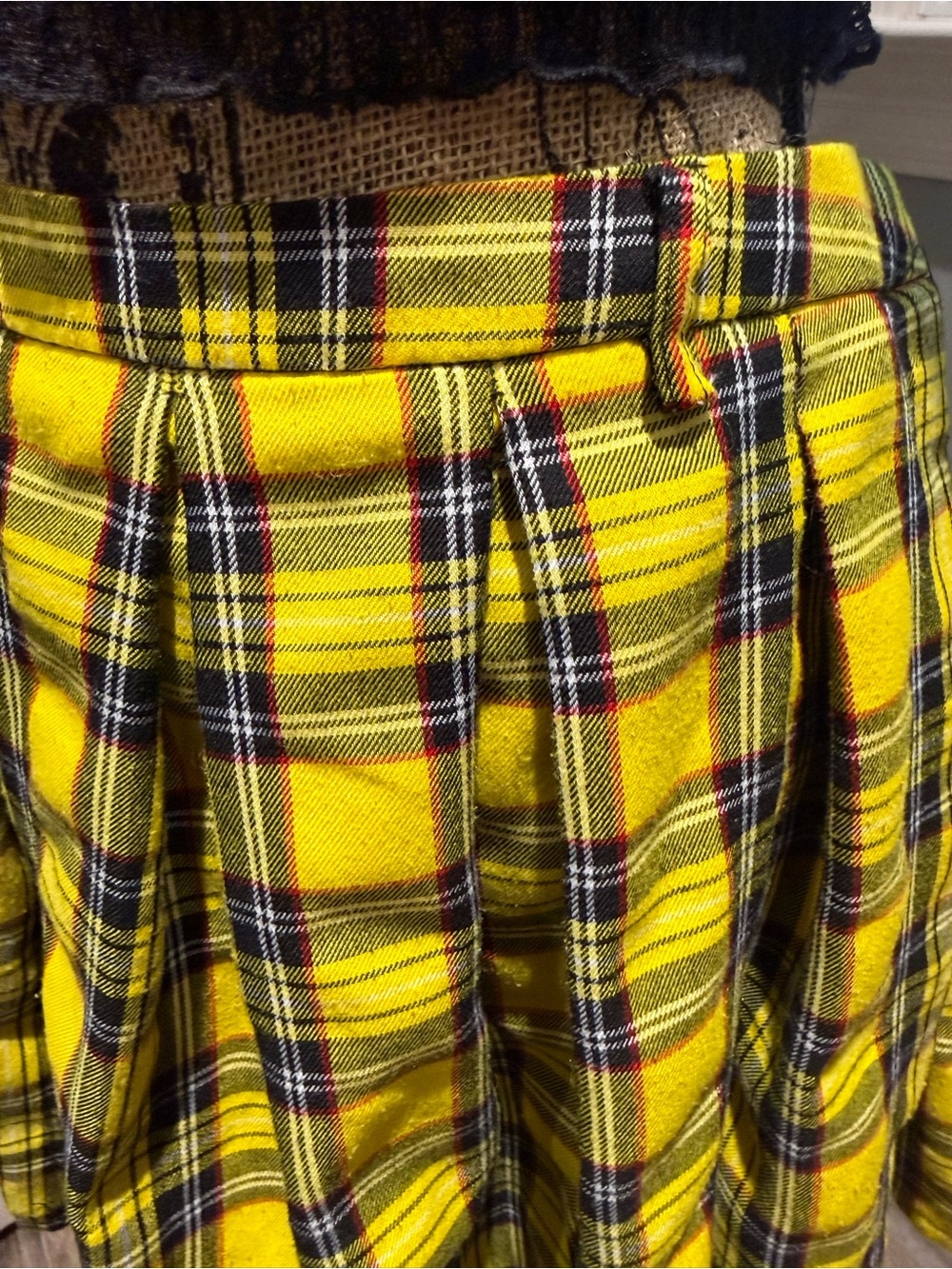 Hot Topic Yellow Black Plaid Pleated Mini Skirt-SKIRT ONLY - Picture 2 of 4